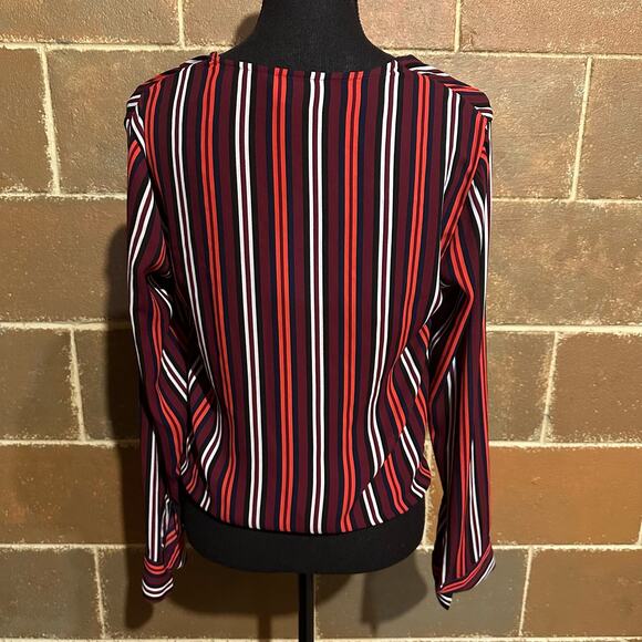 Express Red Stripe Twist Career Top Blouse Women's S Small - Picture 5 of 8